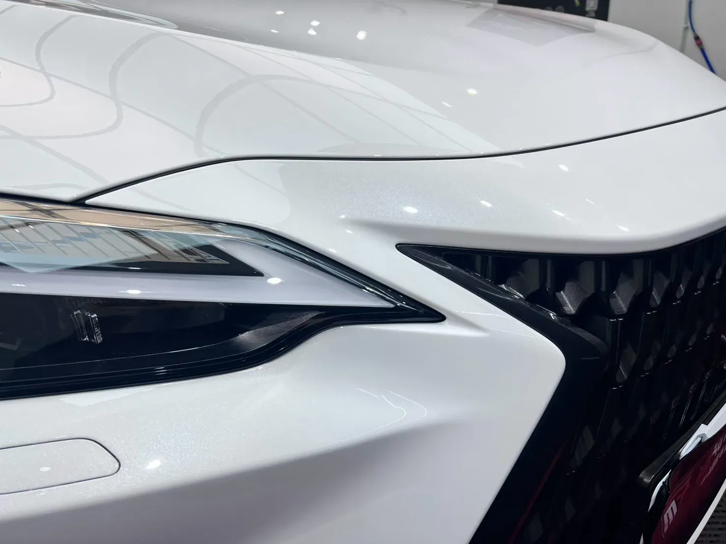 Lexus NX200 大燈與水箱護罩交界的犀牛皮包覆細節